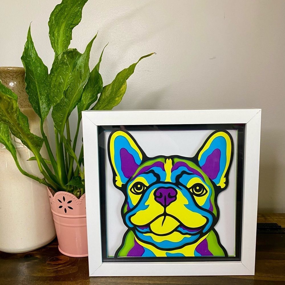 3D French Bulldog Multicolor Shadowbox